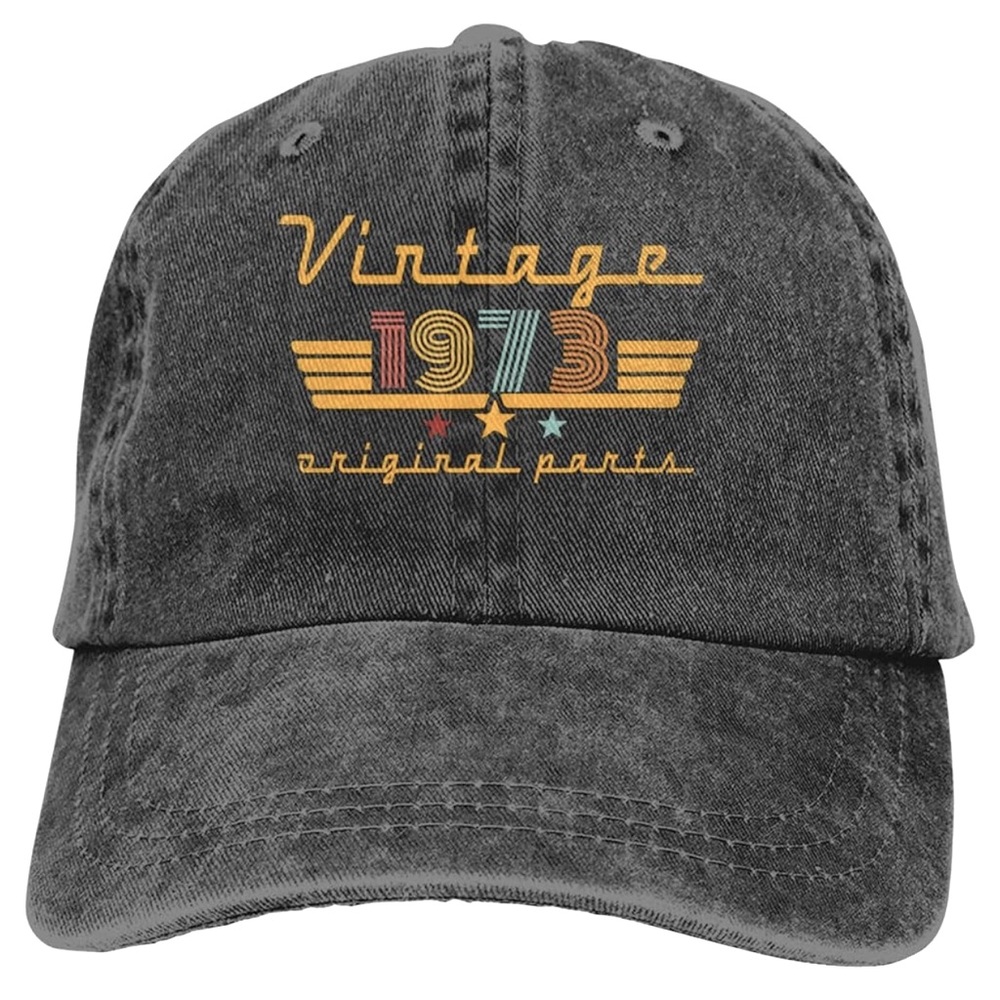 NWOT Vintage 1973 Distressed Black Baseball Cap w/Sliding Adjustable 100% Cotton - Picture 2 of 6